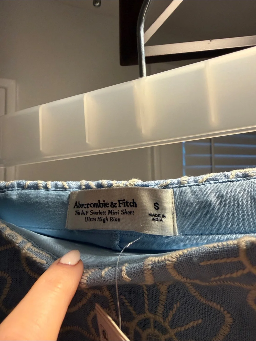 Abercrombie & Fitch Set: Blue Mini Skirt with Cream Floral Lace and matching top